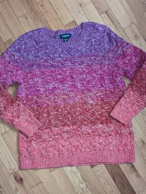 Like New Lands End Cotton Knit Sweater, Size XLP, Beautiful Colors Marled Knit